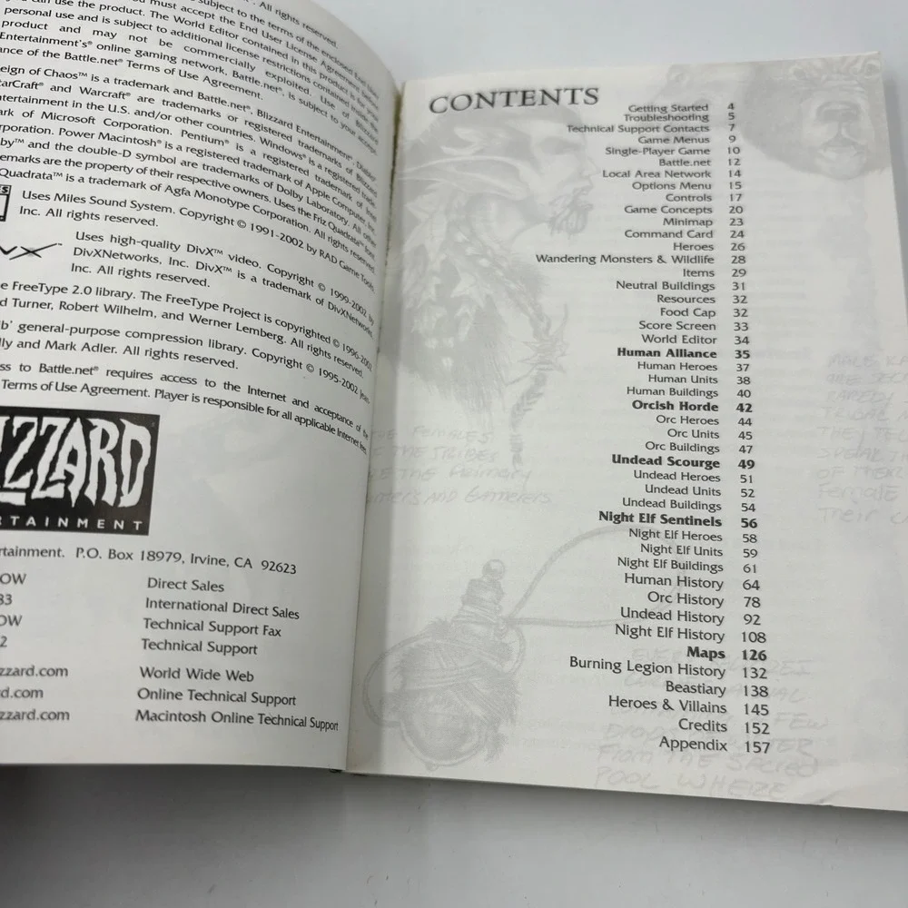 Blizzard Warcraft III Reign of Chaos Collector Edition Manual PC Mac Black Good